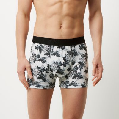 White floral print hipster boxers pack